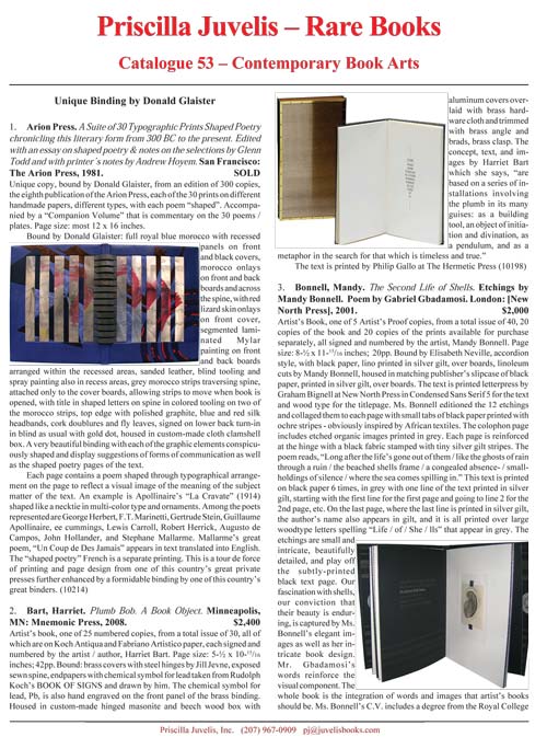 Catalogue 53 - Contemporary Book Arts