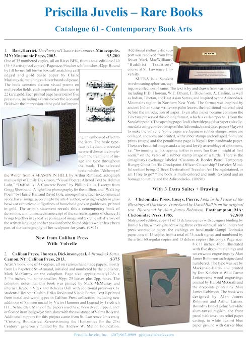 Catalogue 61 - Contemporary Book Arts