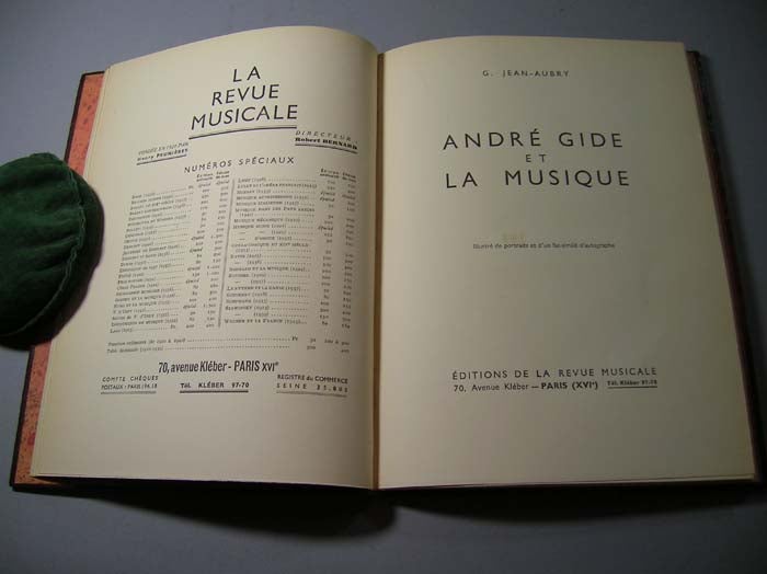 Item #2498 Andre Gide et la Musique. G. Jean-Aubry.