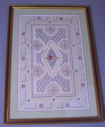 Original Watercolor Design for Beaux Art Ceiling. Archimedes Russell.